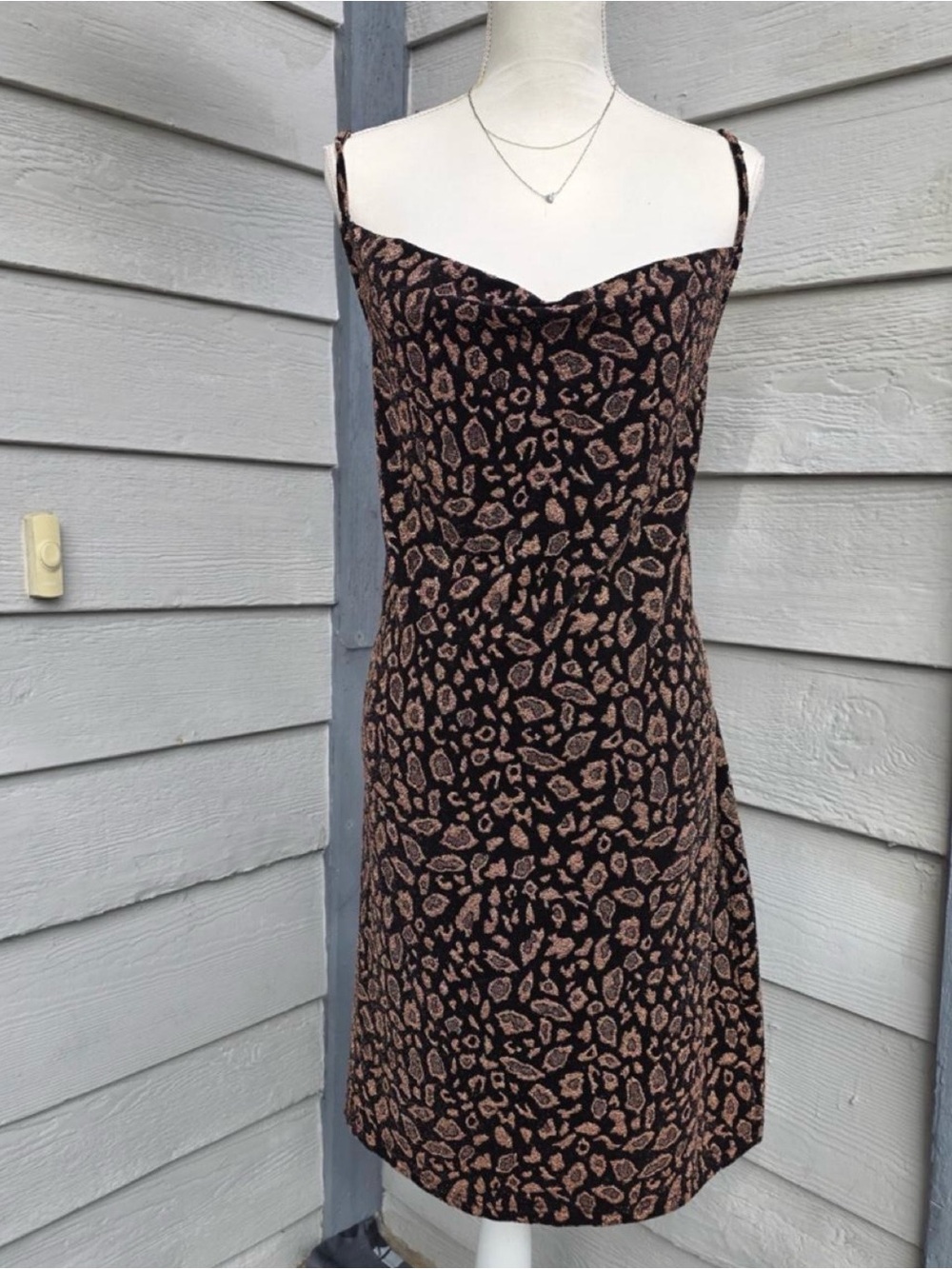 Forever 21 Black Dress with Brown Leopard Print